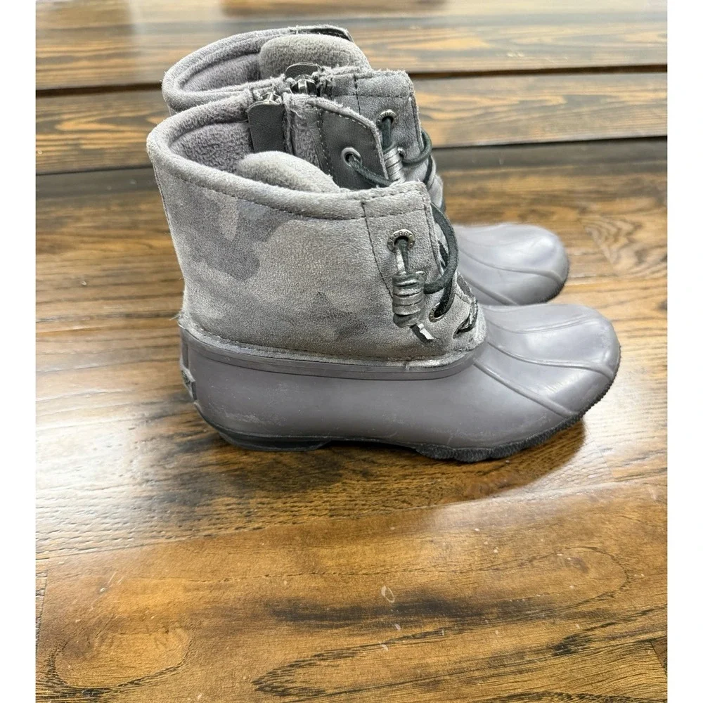 Sperry Duck Boots Gray Silver‎ Camo 5.5 STS87061 Saltwater